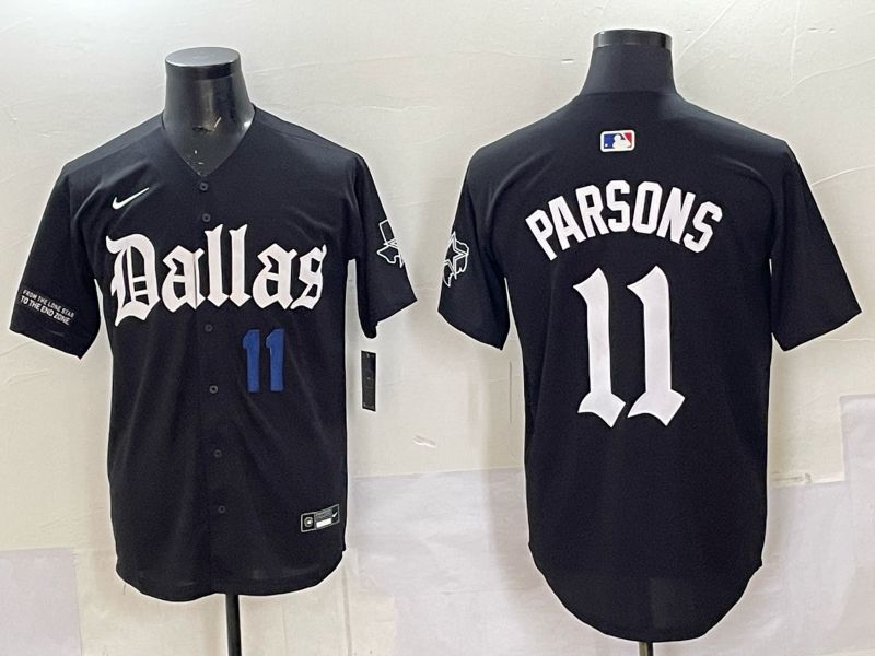 Men 2025 Nike Dallas Cowboys #11 Parsons Black 5th generation Joint Name Limited NFL Jersey 011